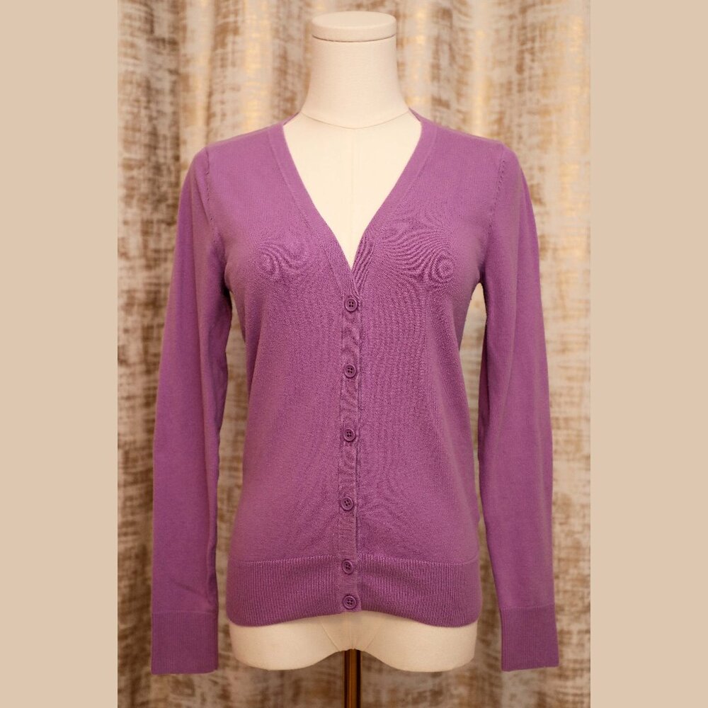 Dusty Violet V-Neck Relaxed Fit Cardigan Size S